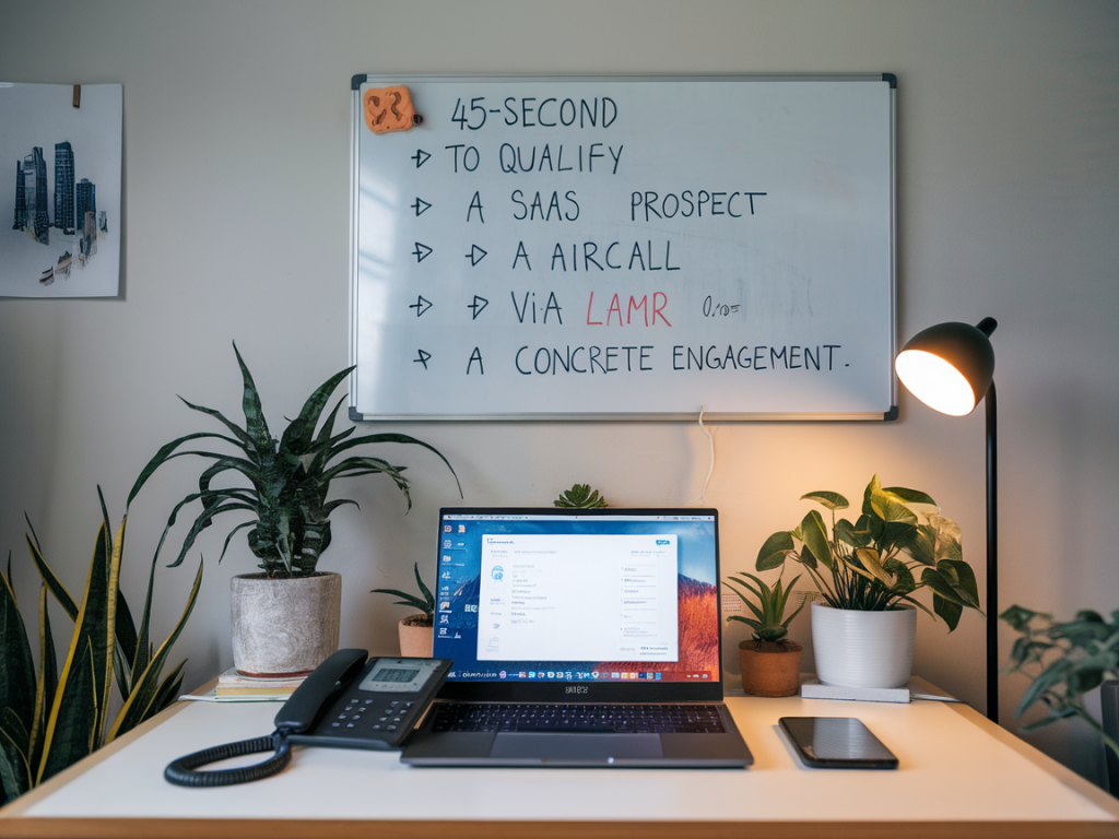 Script de 45 secondes pour qualifier un prospect saas via aircall et obtenir un engagement concret