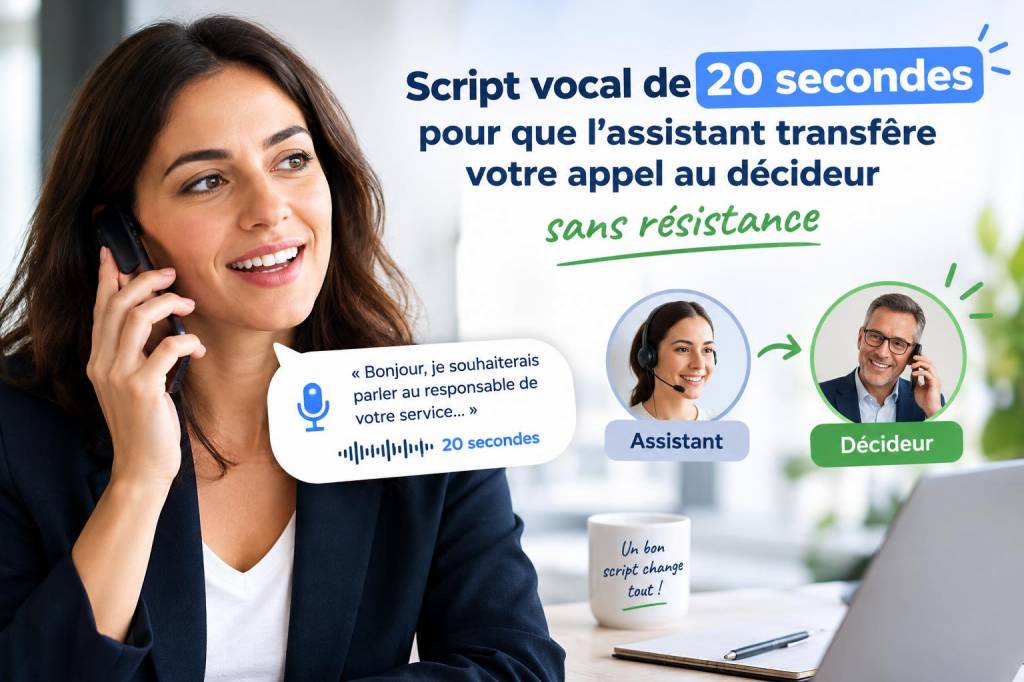 Script vocal de 20 secondes pour que l'assistant transfère votre appel au décideur sans résistance